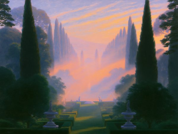 Rose parterre: a Renaissance oil painting in the world Aside lives in.